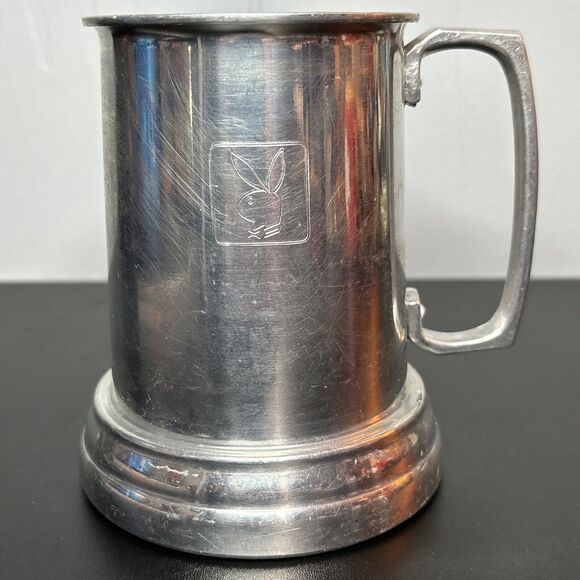 PLAYBOY Other - Playboy Bunny Beer Mug/Stein 1970's Aluminum Clear Bottom- Playboy Logo 4.75"